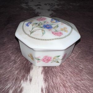 Floral Hexagonal Porcelain Trinket Box